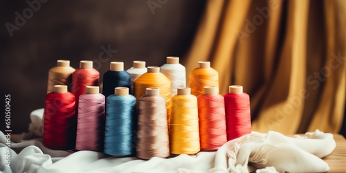 Colorful threads lined up photo