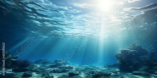 Underwater scene with reef below