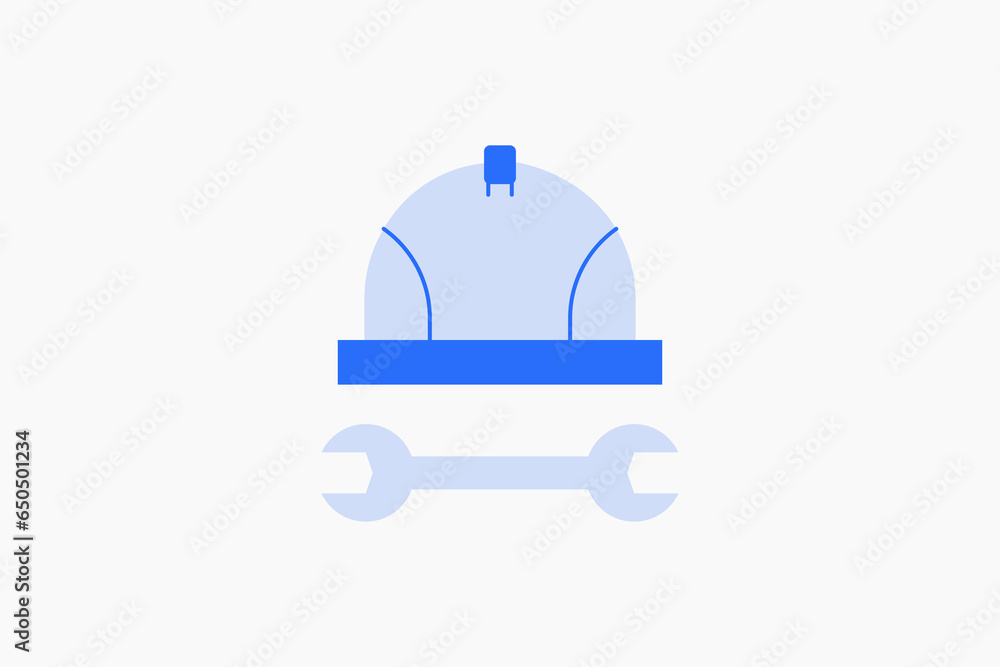 Geometric Surveyor illustration in flat style design. Vector illustration. Duotone blue. Geometric Surveyor illustration in flat style design. Vector illustration. Duotone blue.