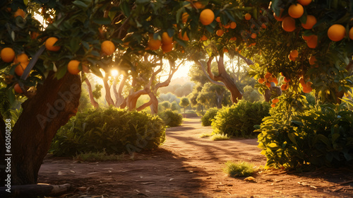 Orange trees with ripe fruits. Ornamental orange trees