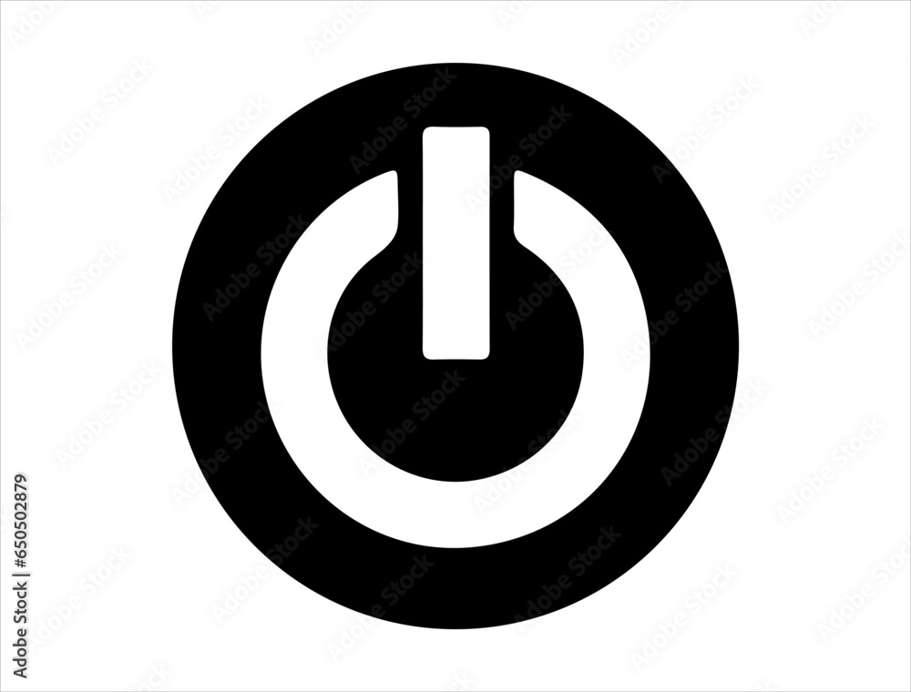 Power button silhouette vector art white background Power button silhouette vector art white background