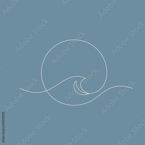 sea wave pattern round shape minimal one line