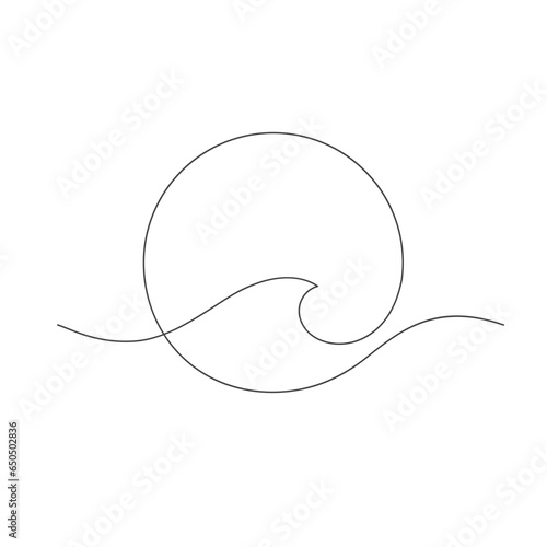 ocean wave pattern in round shape minimalism concept one line
