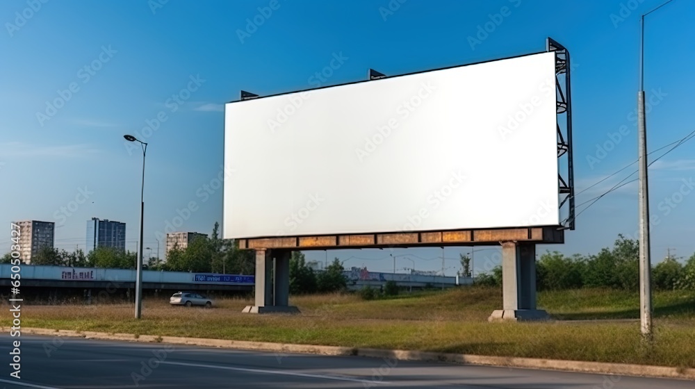 Obraz premium Advertising mock up blank billboard with copy space for your text content public information board billboard blank for outdoor advertising poster