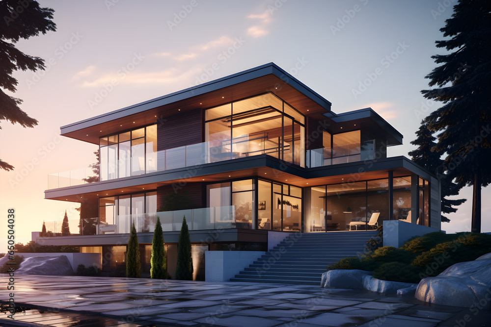 Luxurious new construction home. Dream Home, Luxury House. Beautiful Modern Home Exterior