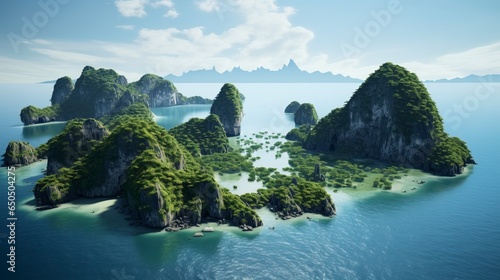 A close-up view of a highly detailed and realistic island in Thailand