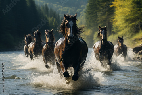 horses in the water © Nature creative