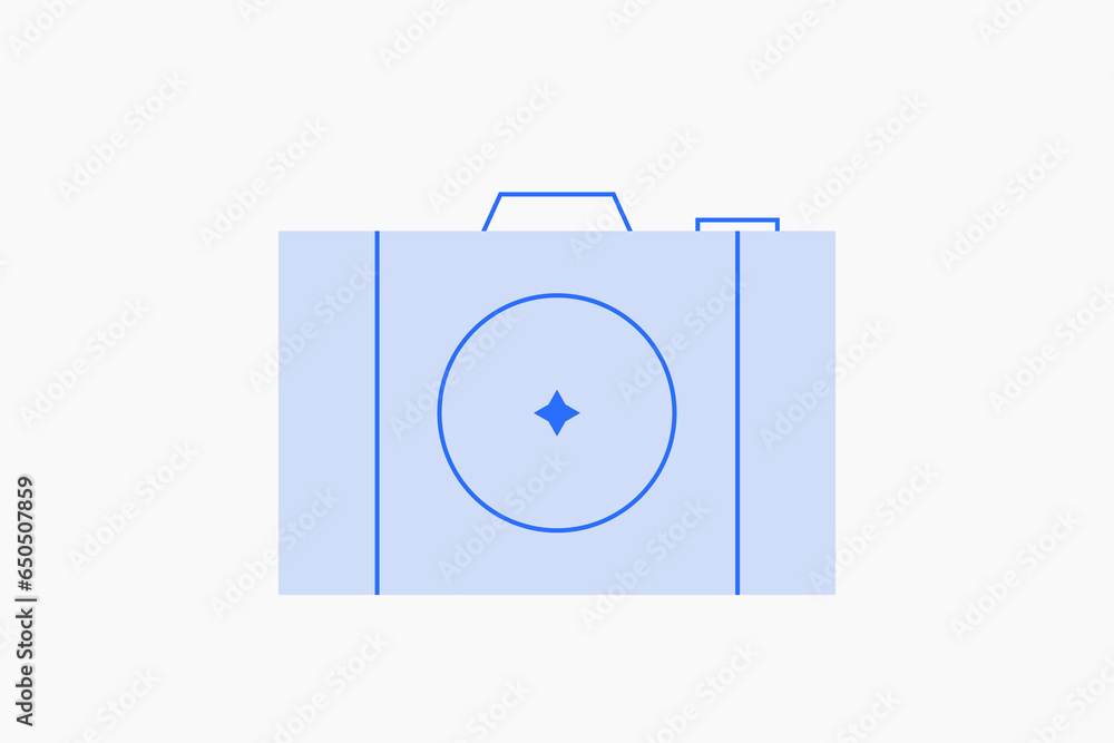 Geometric photo camera illustration in flat style design. Vector illustration. Duotone blue. Geometric photo camera illustration in flat style design. Vector illustration. Duotone blue.