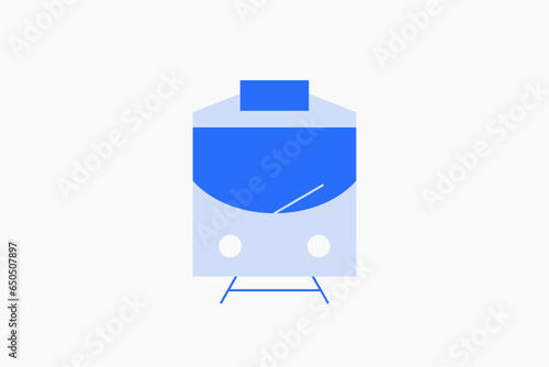 Geometric  railway illustration in flat style design. Vector illustration. Duotone blue.