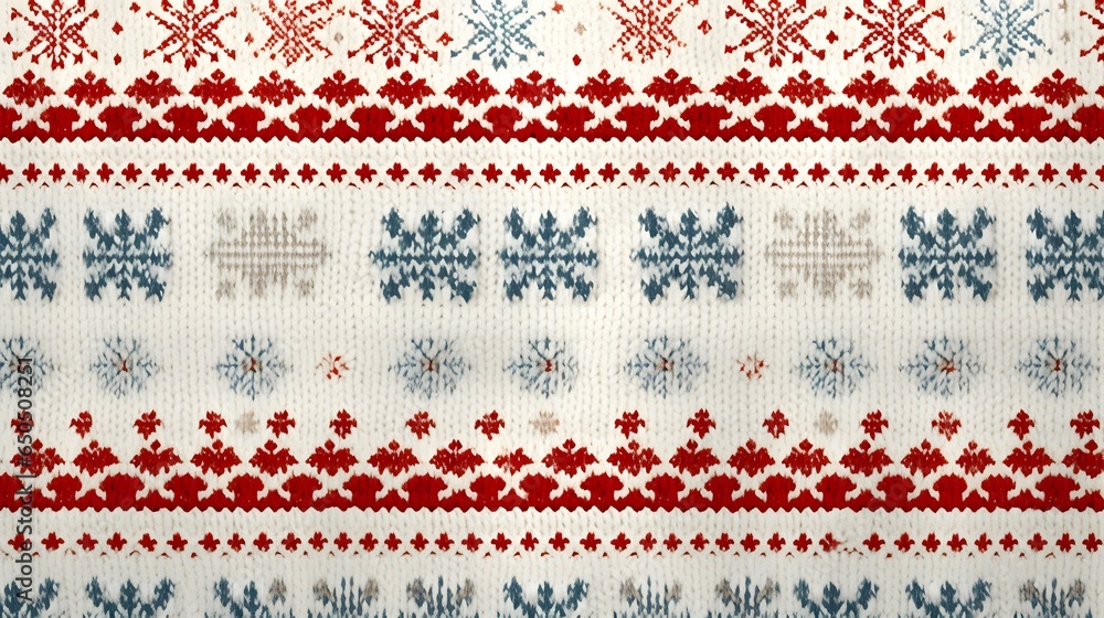 christmas knitted pattern background - obrazy, fototapety, plakaty 