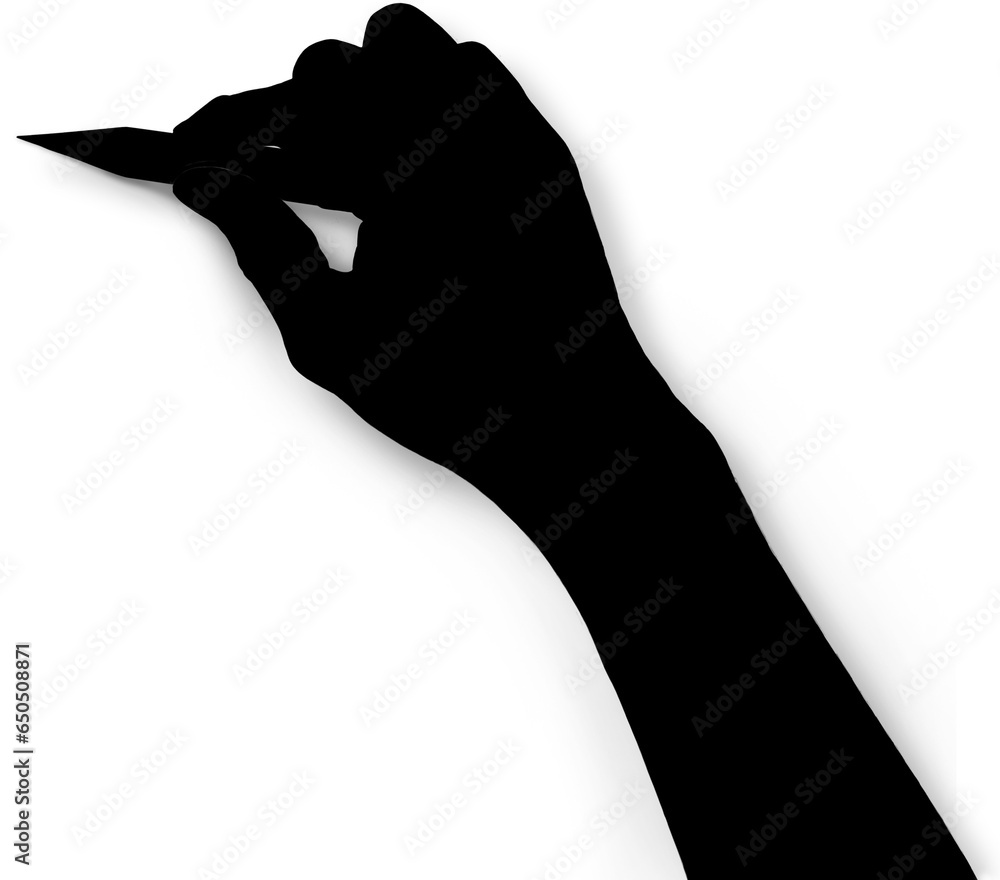 Digital png silhouette illustration of hand drawing with pencil on ...