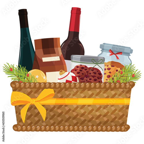 Large Basket Brown Hampers With Yellow Ribbon | Christmas Hampers