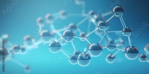 Chemical molecule with blue background, 3d rendering. Computer digital drawing  photo