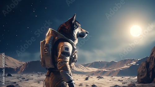 Portrait of a astronaut dog wearing space suit. Generative ai. photo