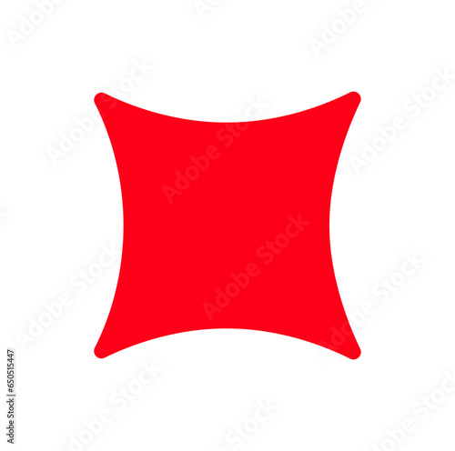 Red curved square star vector icon.