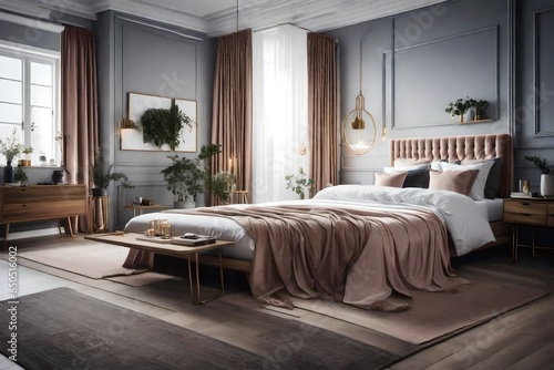 a touch of luxury into your Scandinavian bedroom with velvet and satin textiles © ayesha