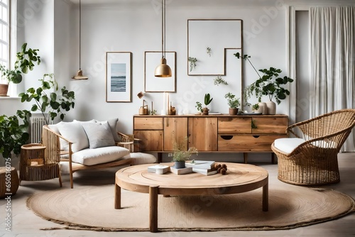 rustic-style furniture into your Scandinavian living room for a cozy and warm atmosphere