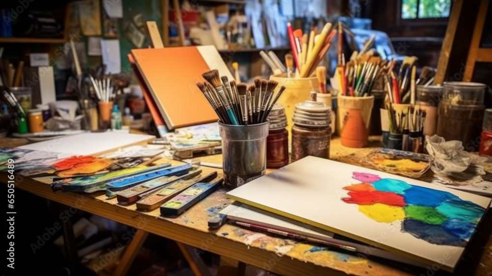 Paintings, paintbrushes, art studio, creativity, canvas, artist, design, color, tools, expression, craft, inspiration Paintings, paintbrushes, art studio, creativity, canvas, artist, design, color, tools, expression, craft, inspiration