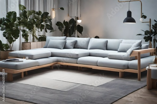 a modular Scandinavian sofa with customizable seating configurations