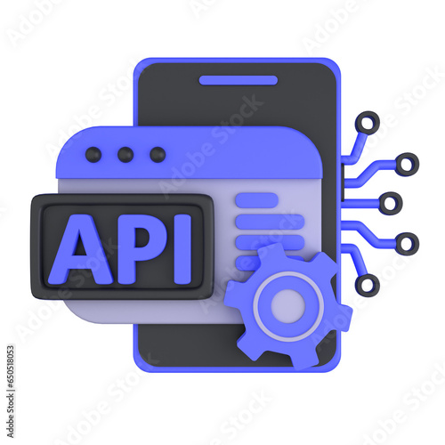 Smartphone API of 3d illustration isolated on white background. Big Data & Data Science 3D concept. 3d illustration