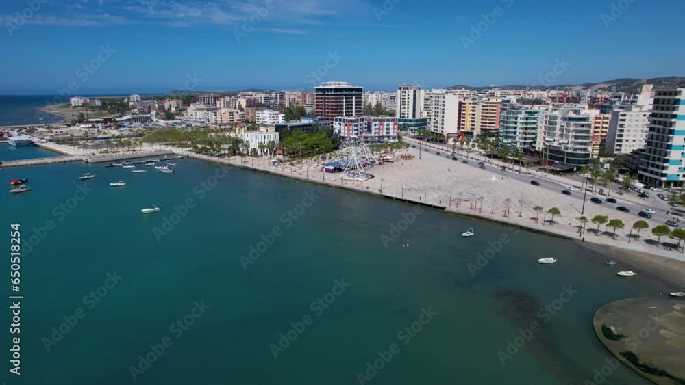 Vlora Port Promenade: Summer Vacation Vibes with Sea Views, Beaches, and Charming Hotels Along the Beautiful Albanian Coastline Vlora Port Promenade: Summer Vacation Vibes with Sea Views, Beaches, and Charming Hotels Along the Beautiful Albanian Coastline
