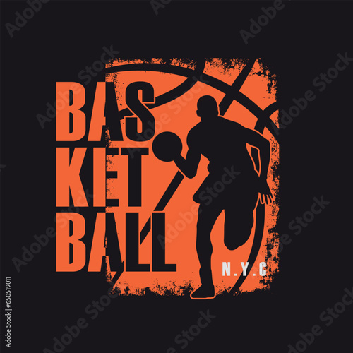 New concept vector illustration on the theme of basketball. Vintage design. lines background. Sport typography, t-shirt graphics, poster, banner, flyer, print and postcard,etc