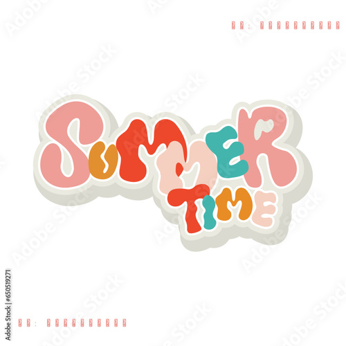 THE VECTOR OF SUMMERTME TEXT.
WITH RETRO COLOR TO MAKE THE TEXT LOOK SO  CATCHY. photo