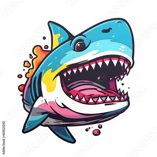 Smiley Shark Sticker Design  Surfer Vibe