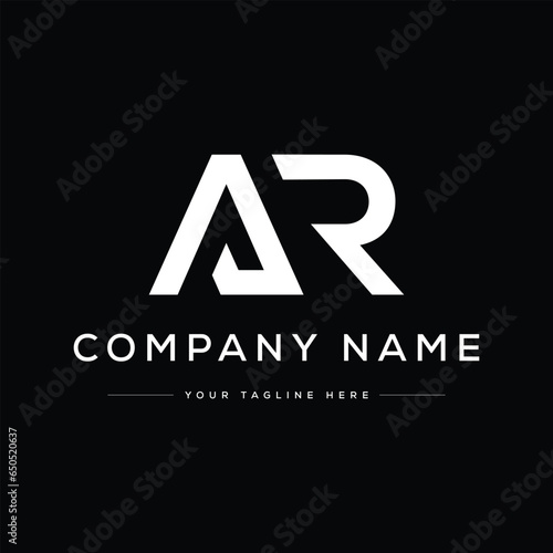 Monogram Letter AR Logo Design Vector. Black and White Logo