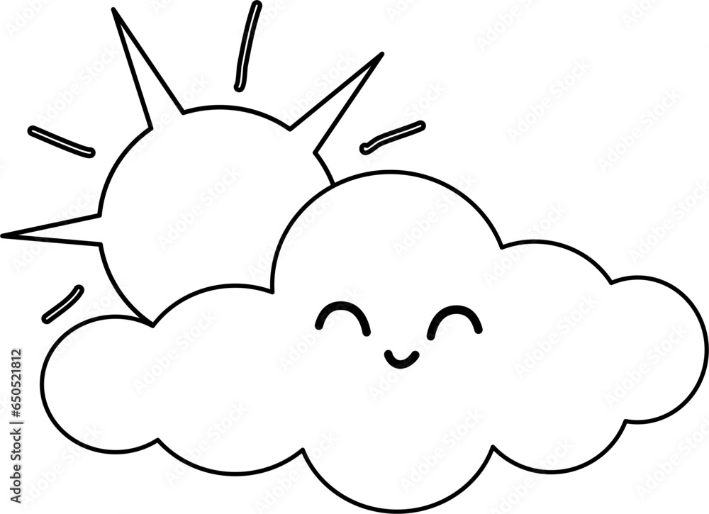 Cute cloud clipart, overcast weather outline, cloud outline, weather doodle Cute cloud clipart, overcast weather outline, cloud outline, weather doodle