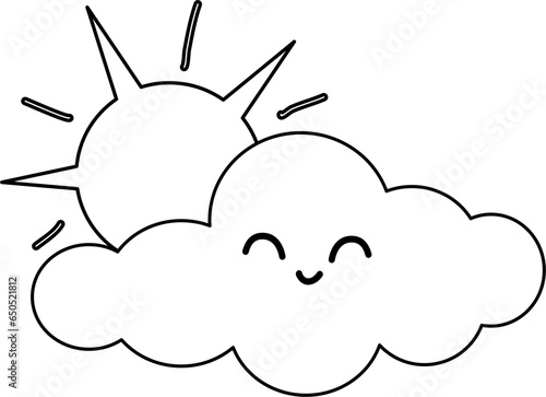 Cute cloud clipart, overcast weather outline, cloud outline, weather doodle