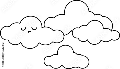 Cute cloud clipart, overcast weather outline, cloud outline, weather doodle