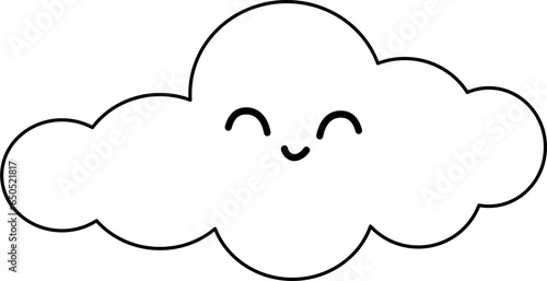 Cute cloud clipart, overcast weather outline, cloud outline, weather doodle