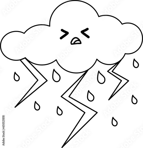 Cute cloud clipart, overcast weather outline, cloud outline, weather doodle
