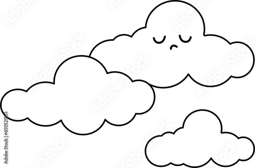 Cute cloud clipart, overcast weather outline, cloud outline, weather doodle