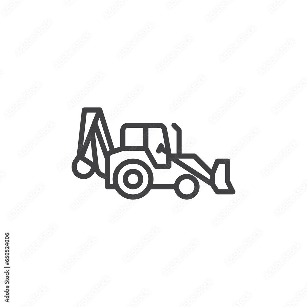 Backhoe loader line icon Backhoe loader line icon