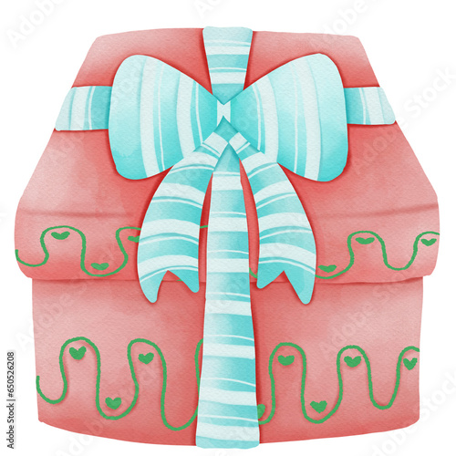 red gift box with ribbon Christmas 