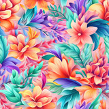 Colorful floral pattern bright pastel color insanely detail AI Generated