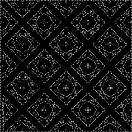 A repeat pattern of white dots on a black background. Simple texture for posters, sites, business cards, covers.