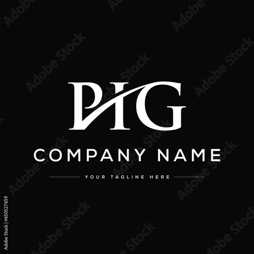 Modern Monogram Letter PIG Logo Design. Black and White Logo. Usable for Business Logos. Flat Vector Logo Design Template