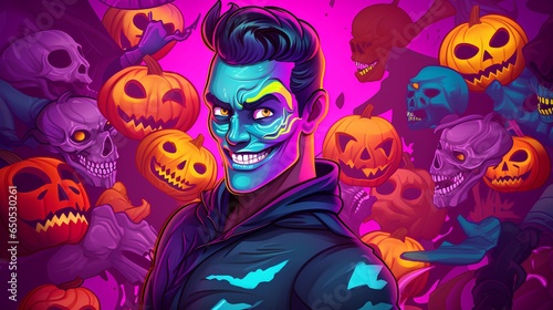 people celebrating Halloween in colorful ways ai generated
