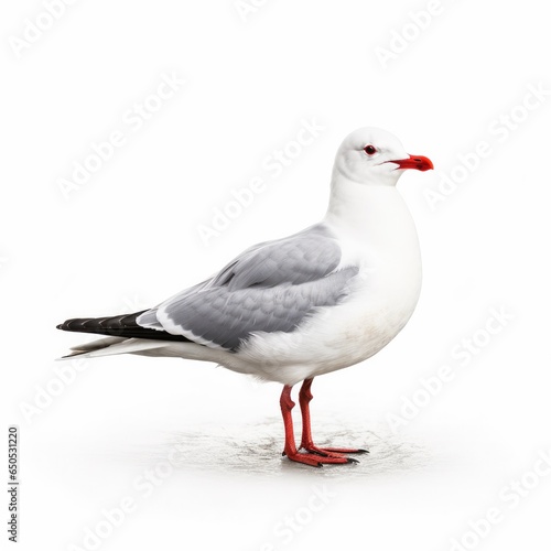 Red-legged kittiwake bird isolated on white background. photo