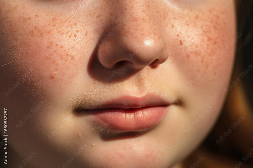 Woman face with symptoms of skin Infection
Woman face with symptoms of skin Infection