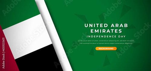 Happy United Arab Emirates Independence Day Design Paper Cut Shapes Background Illustration for Poster, Banner, Advertising, Greeting Card