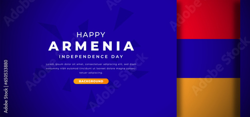 Happy Armenia Independence Day Design Paper Cut Shapes Background Illustration for Poster, Banner, Advertising, Greeting Card
