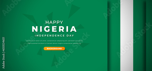 Happy Nigeria Independence Day Design Paper Cut Shapes Background Illustration for Poster, Banner, Advertising, Greeting Card