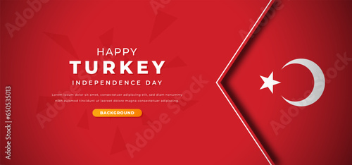 Happy Turkey Independence Day Design Paper Cut Shapes Background Illustration for Poster, Banner, Advertising, Greeting Card