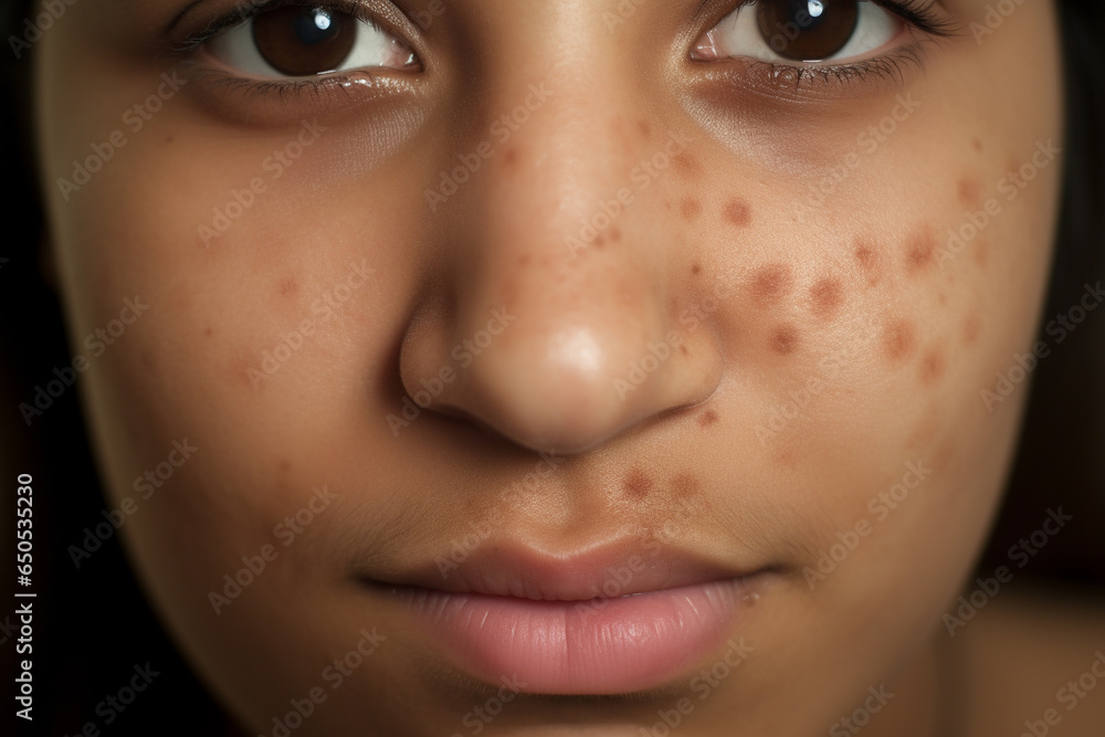 Woman face with symptoms of skin Infection
Woman face with symptoms of skin Infection