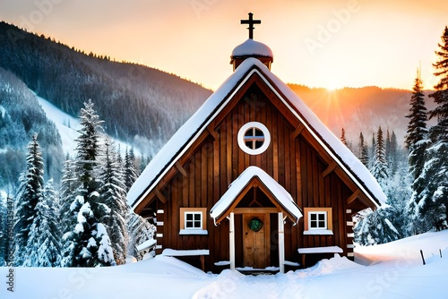 Wallpaper Mural church in winter Torontodigital.ca