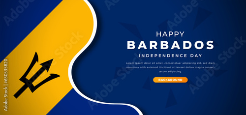 Happy Barbados Independence Day Design Paper Cut Shapes Background Illustration for Poster, Banner, Advertising, Greeting Card